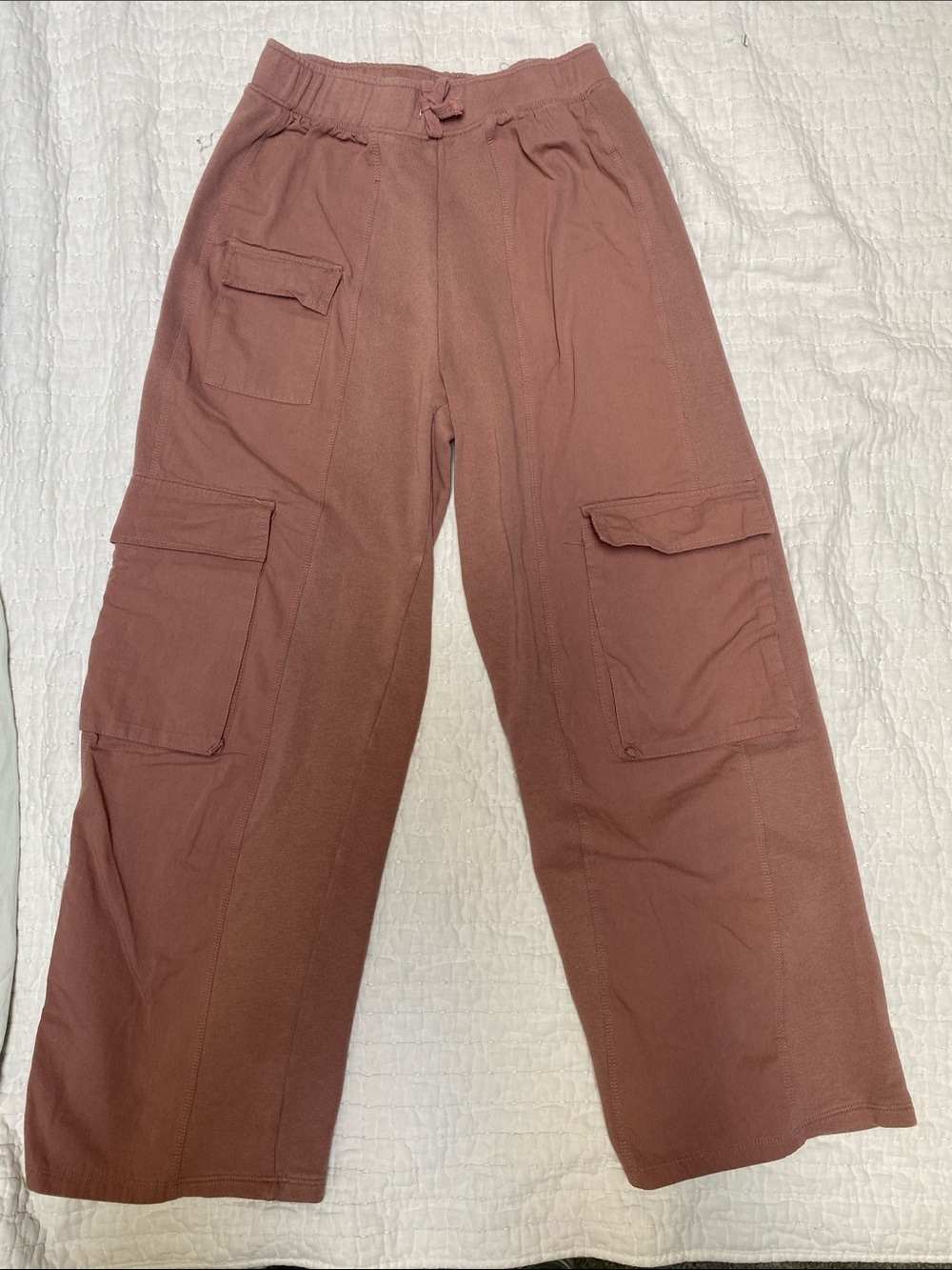 Zara Wide-Leg Cargo Pants in Dusty Rose